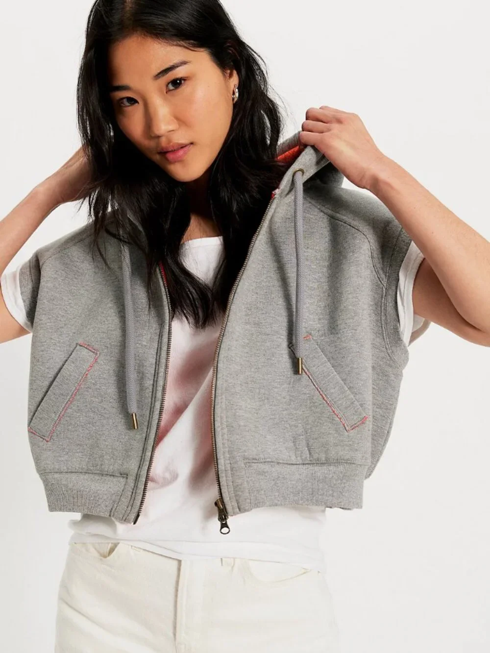 NWT Free People Pop Layer Vest in Heather Grey Combo